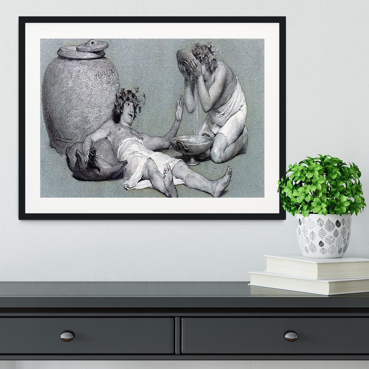 Bacchus and Silenus by Alma Tadema Framed Print - Canvas Art Rocks - 1