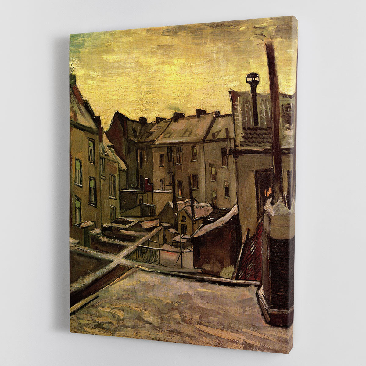 Backyards of Old Houses in Antwerp in the Snow by Van Gogh Canvas Print or Poster - Canvas Art Rocks - 1