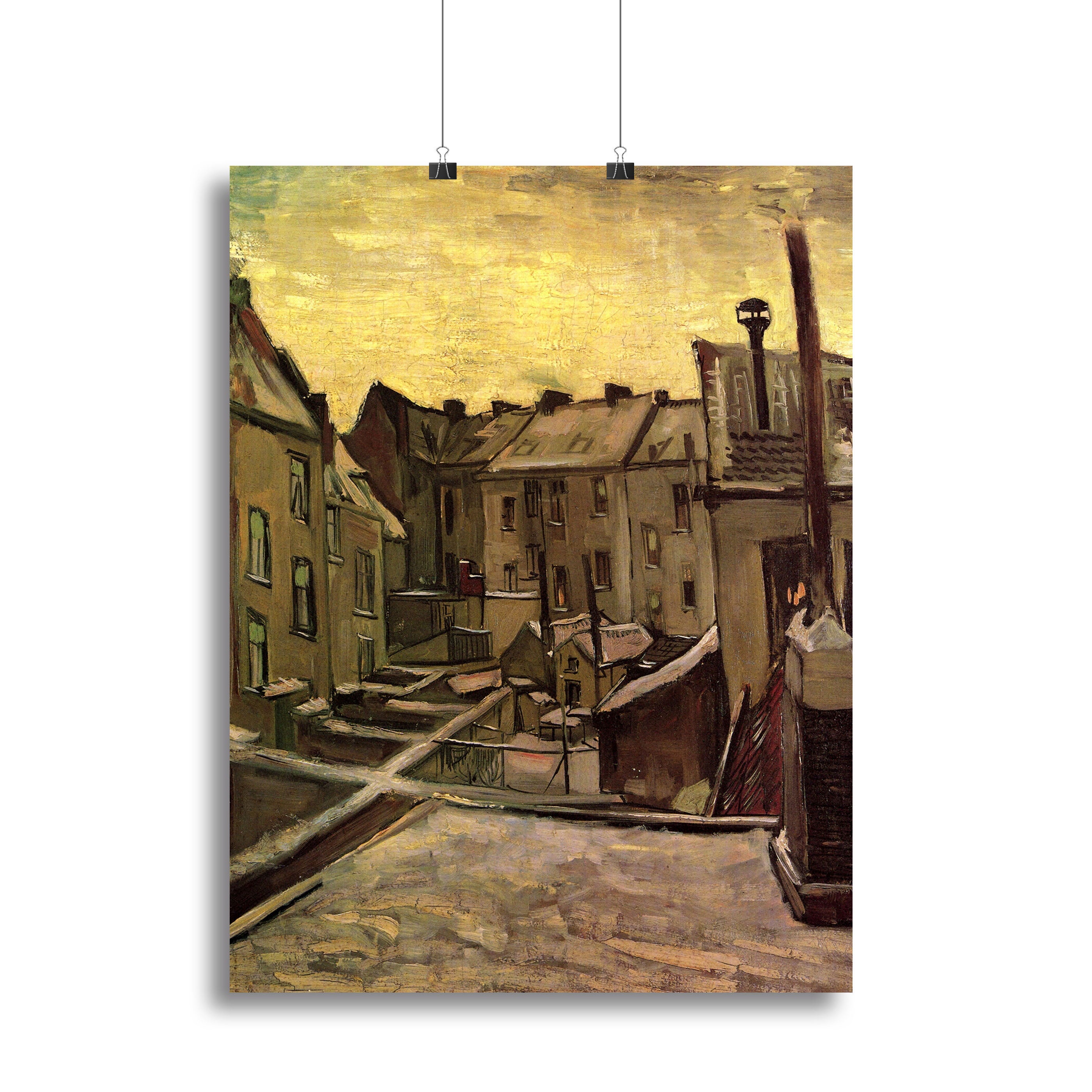 Backyards of Old Houses in Antwerp in the Snow by Van Gogh Canvas Print or Poster - Canvas Art Rocks - 2