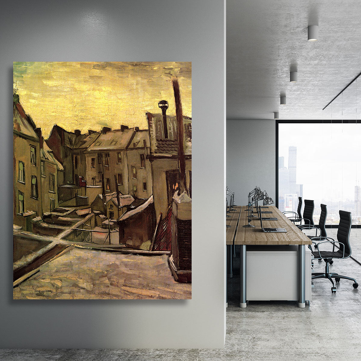 Backyards of Old Houses in Antwerp in the Snow by Van Gogh Canvas Print or Poster - Canvas Art Rocks - 3