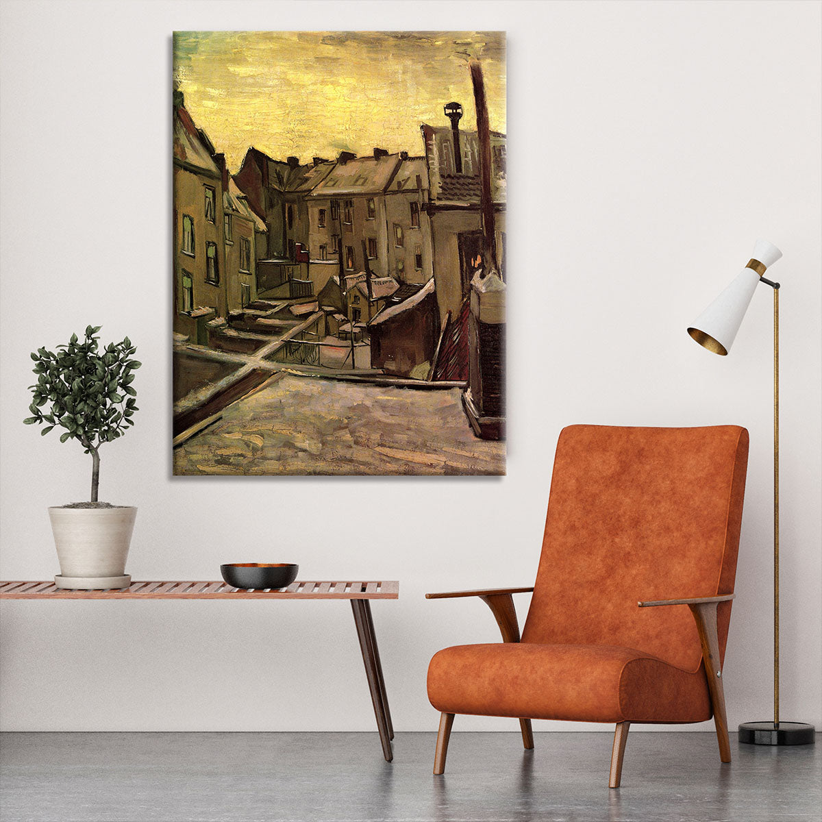 Backyards of Old Houses in Antwerp in the Snow by Van Gogh Canvas Print or Poster - Canvas Art Rocks - 6