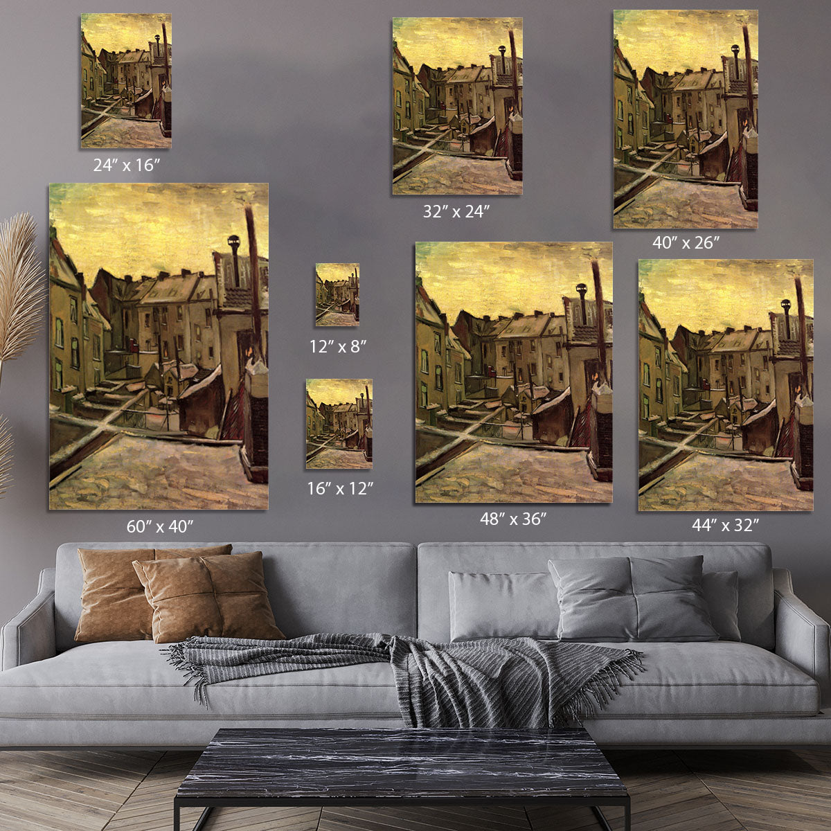 Backyards of Old Houses in Antwerp in the Snow by Van Gogh Canvas Print or Poster - Canvas Art Rocks - 7