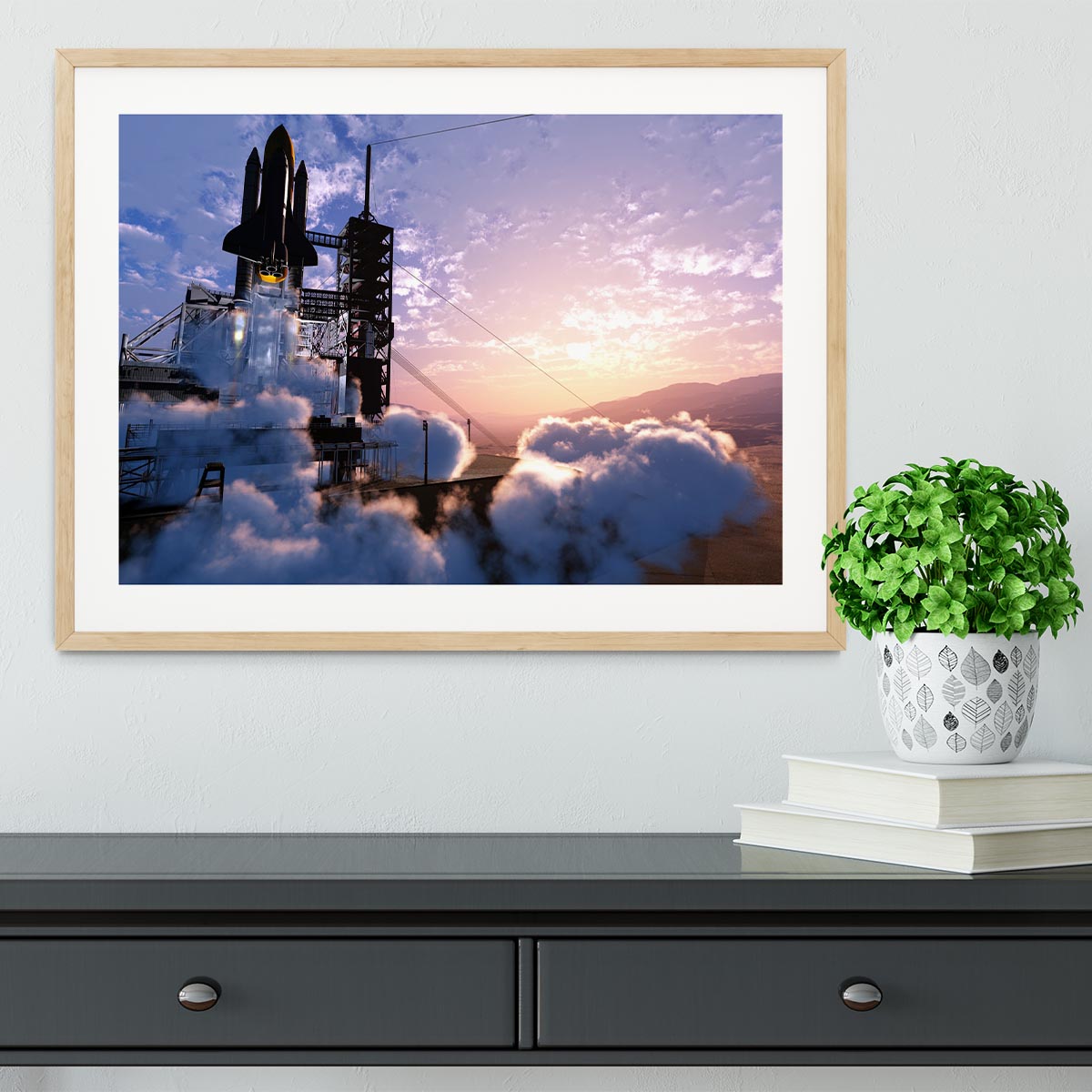 Baikonur with the spacecraft against the sky Framed Print - Canvas Art Rocks - 3