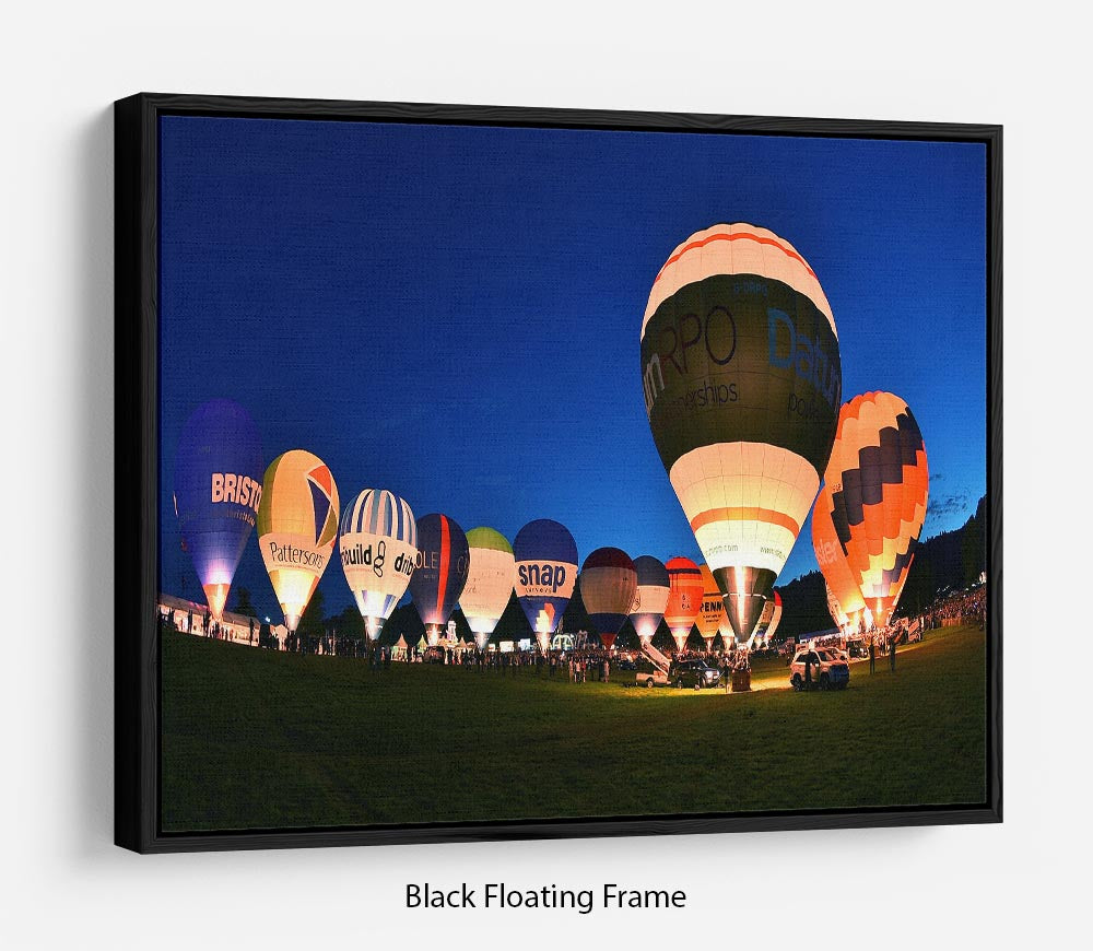 Balloons at night Floating Frame Canvas - Canvas Art Rocks - 1