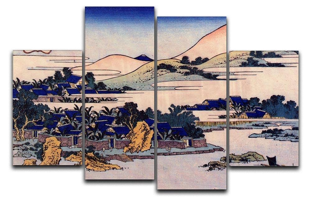 Banana plantation at Chuto by Hokusai 4 Split Panel Canvas  - Canvas Art Rocks - 1