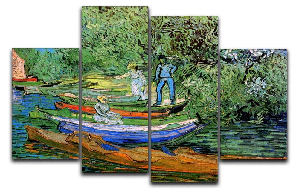 Bank of the Oise at Auvers by Van Gogh 4 Split Panel Canvas  - Canvas Art Rocks - 1