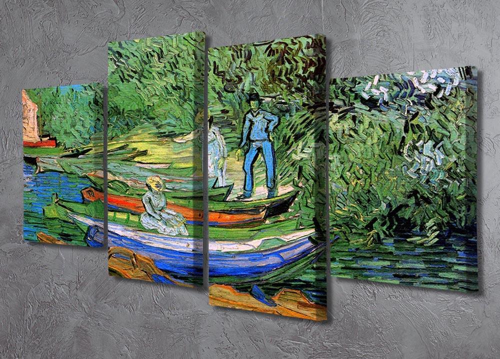 Bank of the Oise at Auvers by Van Gogh 4 Split Panel Canvas - Canvas Art Rocks - 2