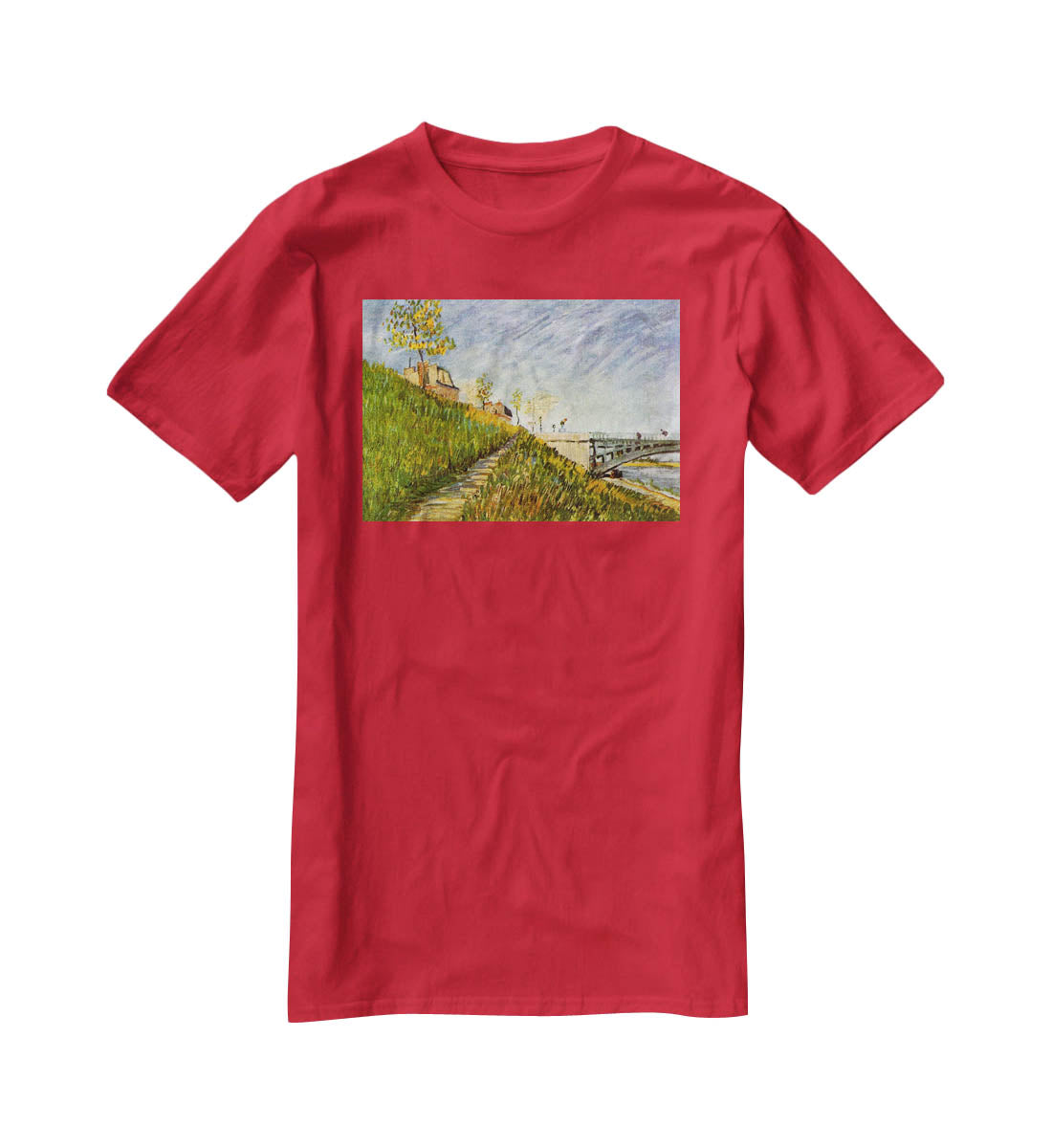 Banks of the Seine with Pont de Clichy by Van Gogh T-Shirt - Canvas Art Rocks - 4
