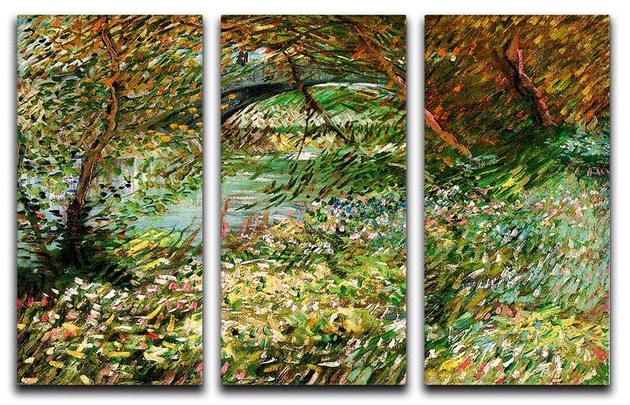 Banks of the Seine with Pont de Clichy in the Spring by Van Gogh 3 Split Panel Canvas Print - Canvas Art Rocks - 4