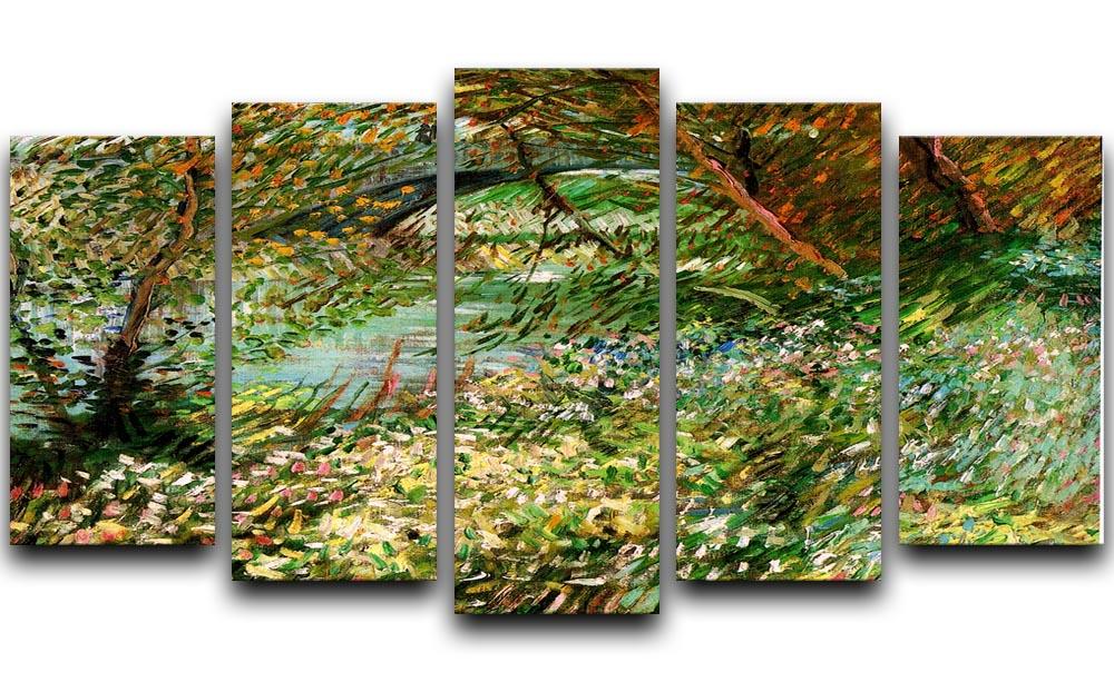 Banks of the Seine with Pont de Clichy in the Spring by Van Gogh 5 Split Panel Canvas  - Canvas Art Rocks - 1