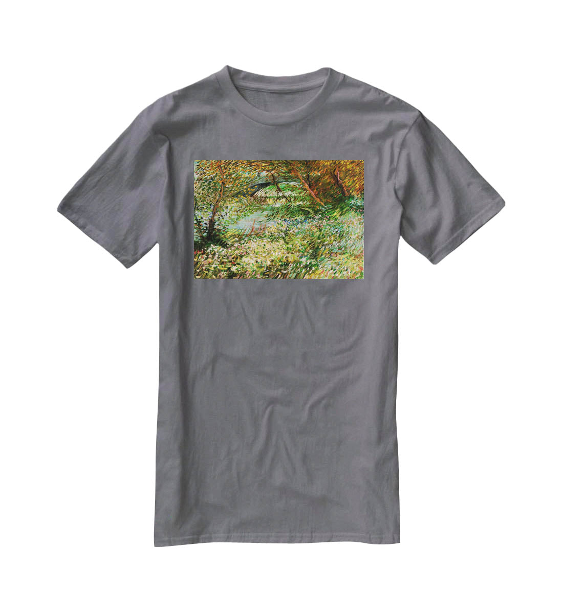 Banks of the Seine with Pont de Clichy in the Spring by Van Gogh T-Shirt - Canvas Art Rocks - 3