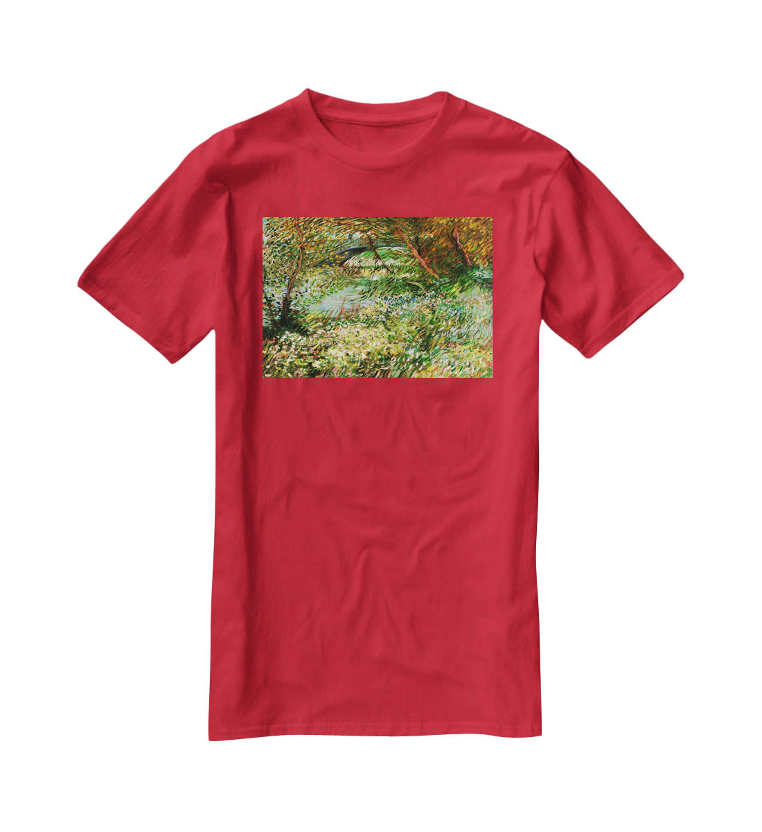 Banks of the Seine with Pont de Clichy in the Spring by Van Gogh T-Shirt - Canvas Art Rocks - 4