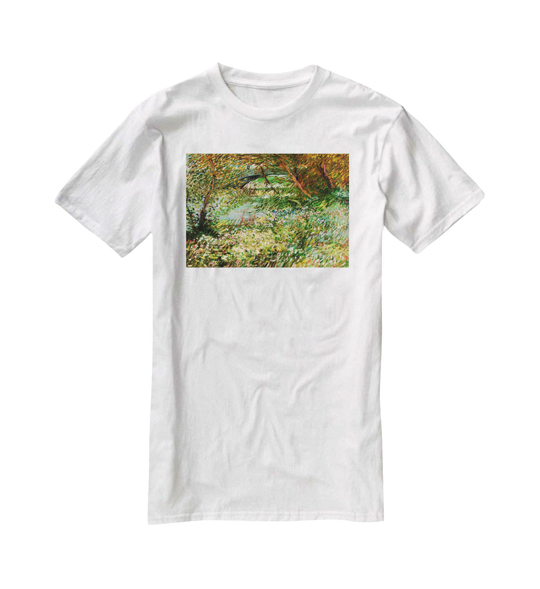 Banks of the Seine with Pont de Clichy in the Spring by Van Gogh T-Shirt - Canvas Art Rocks - 5