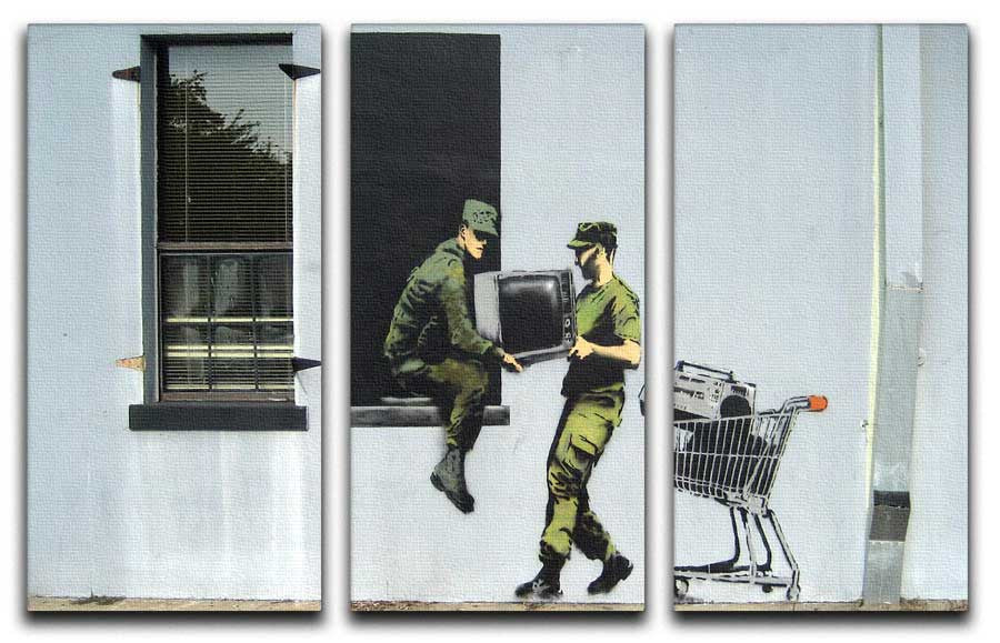 Banksy Looting Soldiers Split-Panel Canvas Print - Canvas Art Rocks