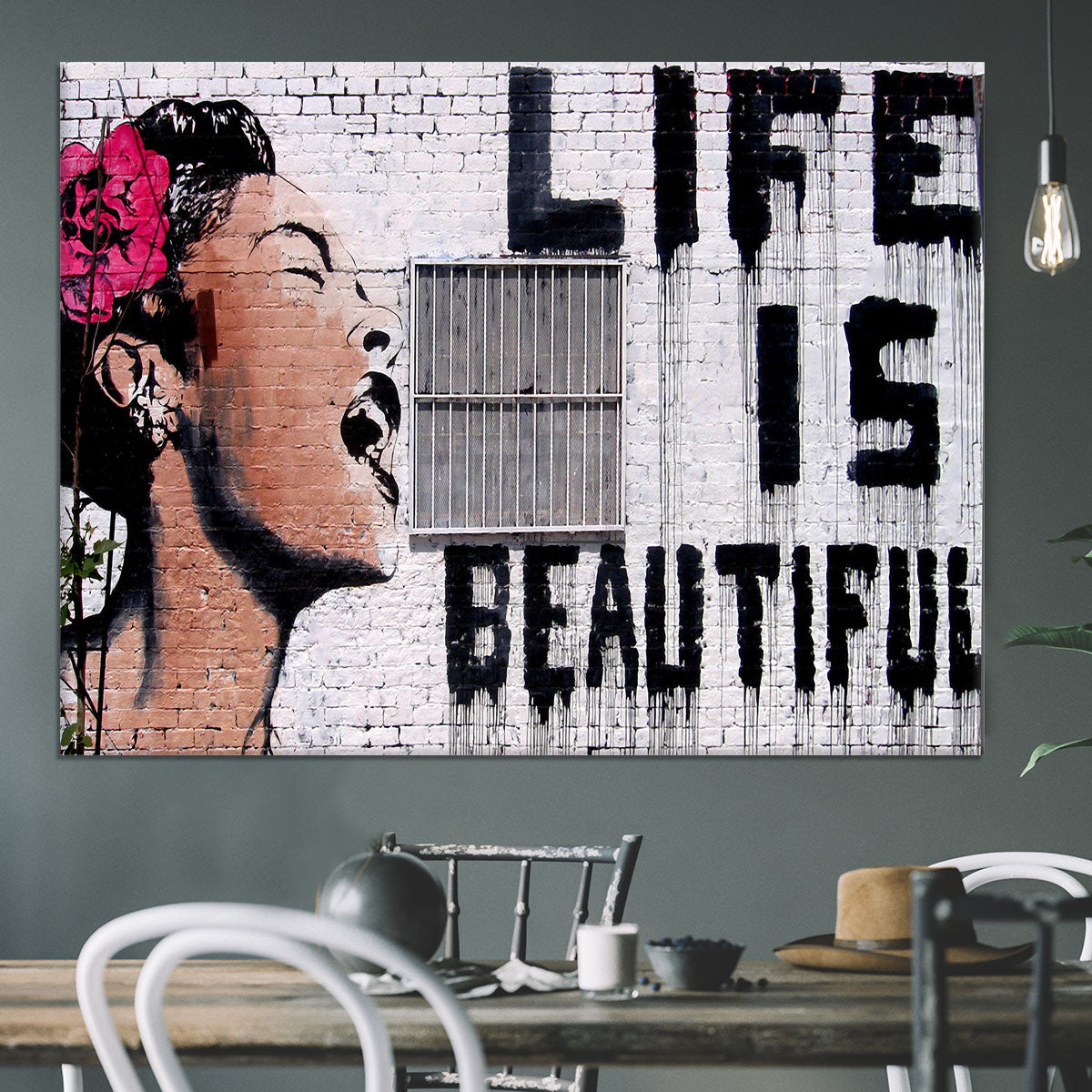 Banksy Life is Beautiful - Version 2 Canvas Print or Poster