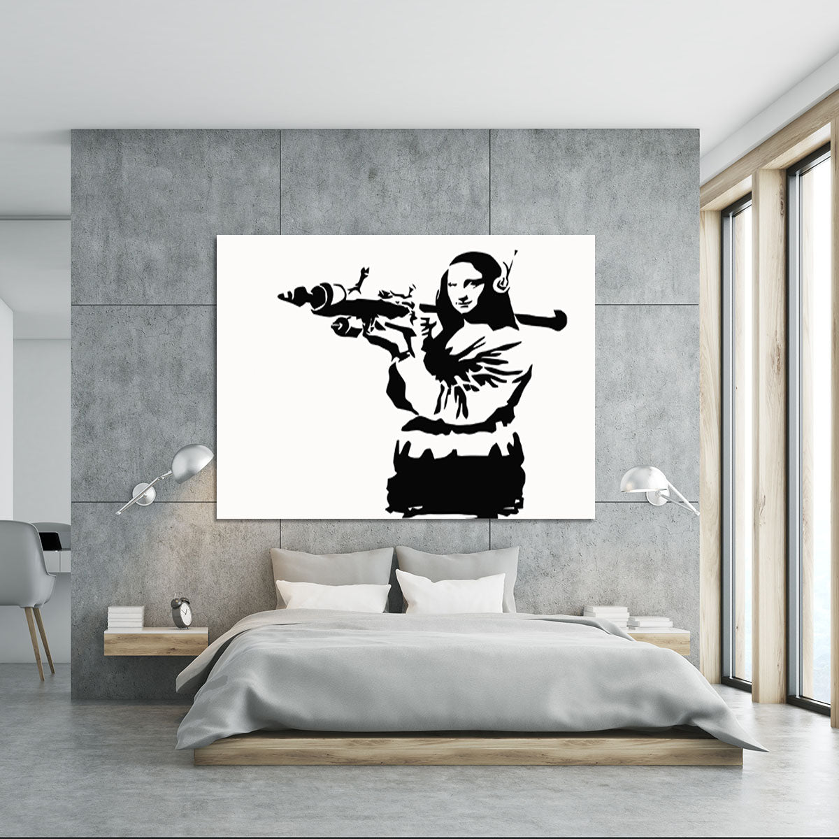 Banksy Mona Lisa Rocket Launcher Canvas Print or Poster
