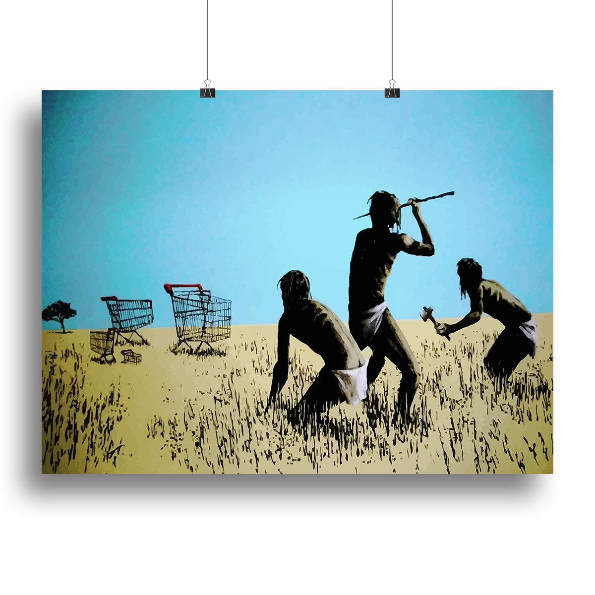 Banksy Aborigine Hunters Canvas Print or Poster - Canvas Art Rocks - 2