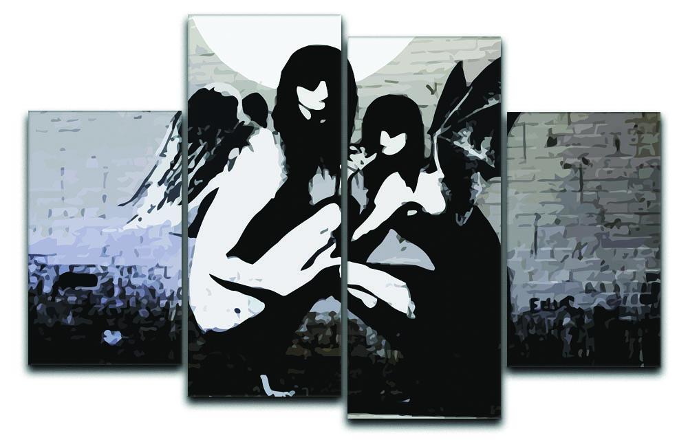 Banksy Angels In Moonlight 4 Split Panel Canvas  - Canvas Art Rocks - 1