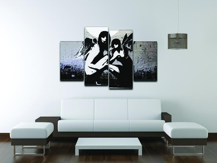 Banksy Angels In Moonlight 4 Split Panel Canvas - Canvas Art Rocks - 3