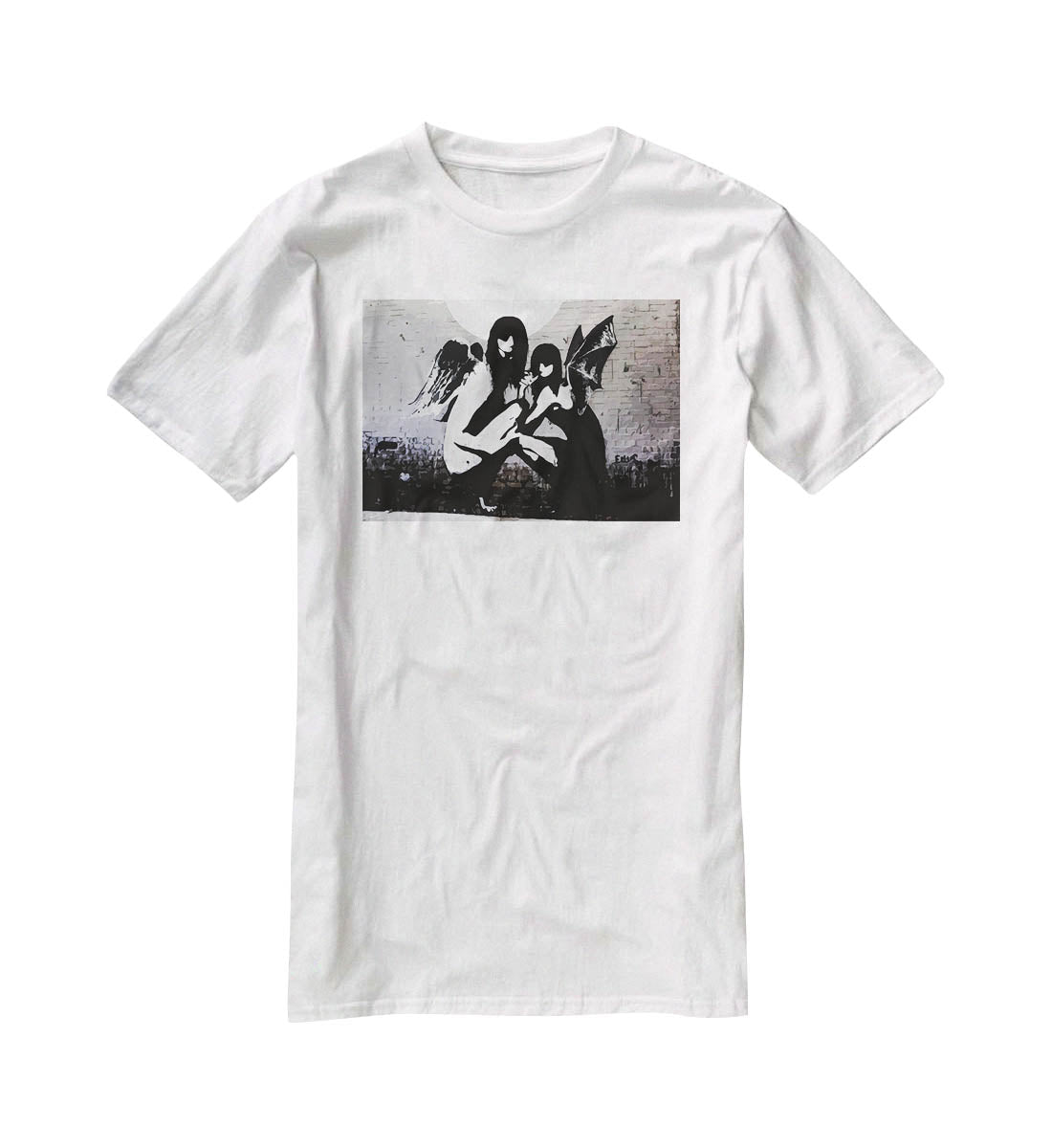 Banksy Angels In Moonlight T-Shirt - Canvas Art Rocks - 5