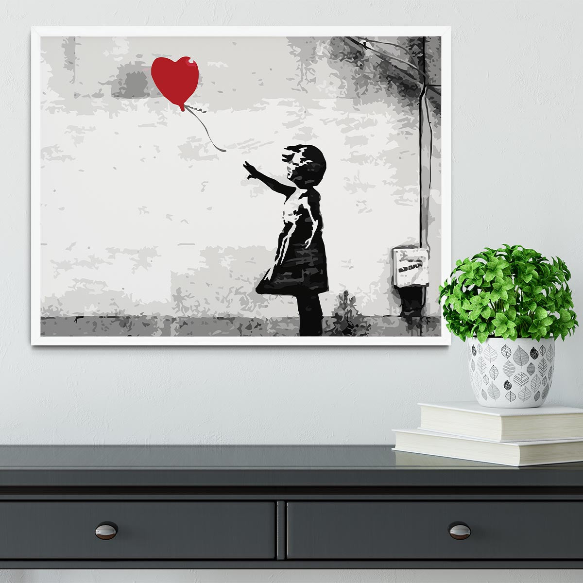Banksy Balloon Girl Love Heart Framed Print - Canvas Art Rocks -6