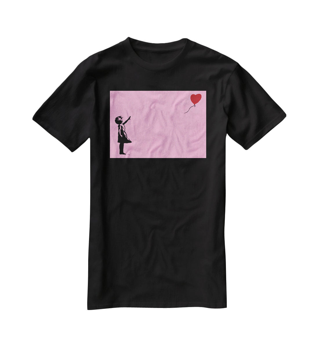 Banksy Balloon Heart Girl Pink T-Shirt - Canvas Art Rocks - 1