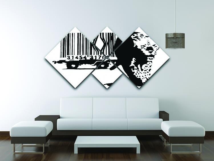 Banksy Barcode Leopard 4 Square Multi Panel Canvas - Canvas Art Rocks - 3