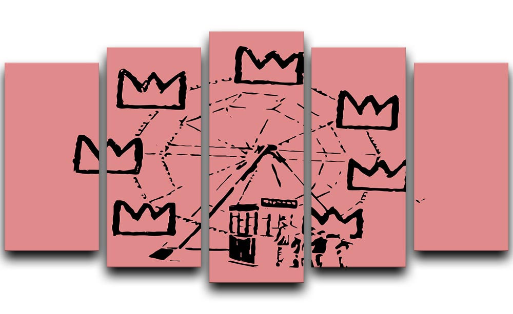 Banksy Basquiat Ferris Wheel Red 5 Split Panel Canvas - Canvas Art Rocks - 1