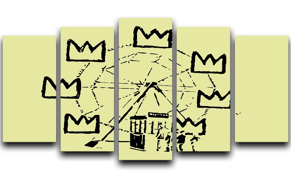 Banksy Basquiat Ferris Wheel Yellow 5 Split Panel Canvas - Canvas Art Rocks - 1