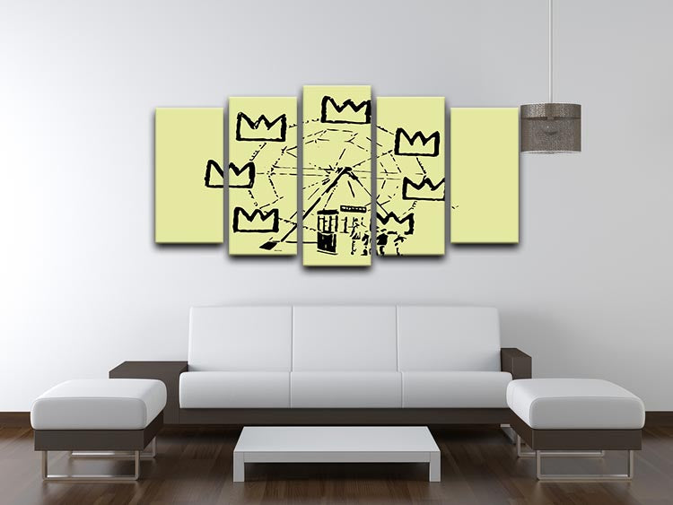 Banksy Basquiat Ferris Wheel Yellow 5 Split Panel Canvas - Canvas Art Rocks - 3