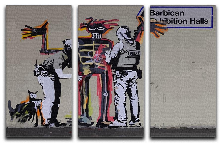 Banksy Basquiat Metropolitan Police 3 Split Panel Canvas Print - Canvas Art Rocks - 1