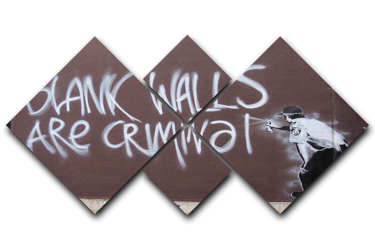 Banksy Blank Walls Are Criminal 4 Square Multi Panel Canvas  - Canvas Art Rocks - 1