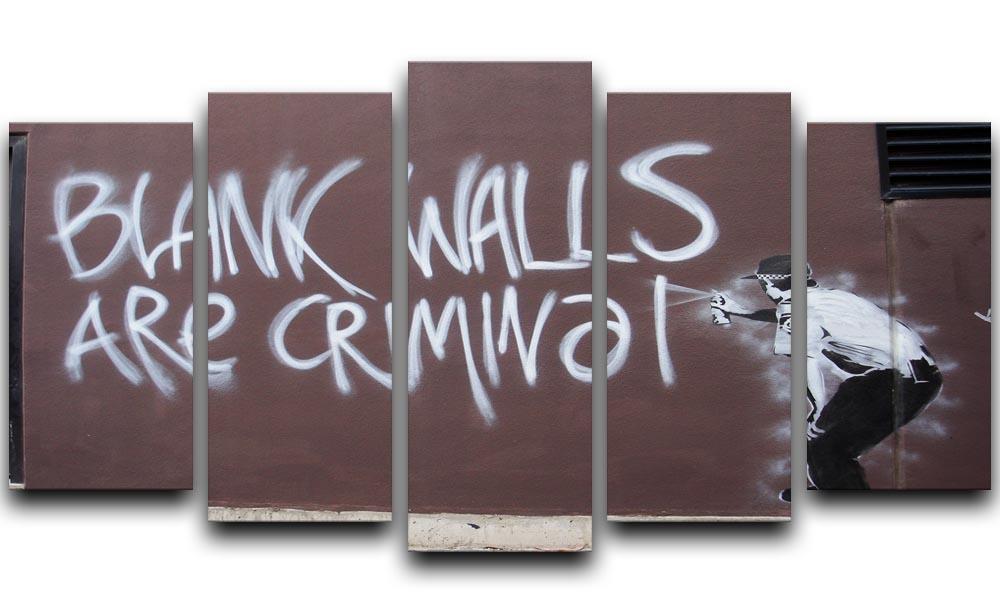 Banksy Blank Walls Are Criminal 5 Split Panel Canvas  - Canvas Art Rocks - 1