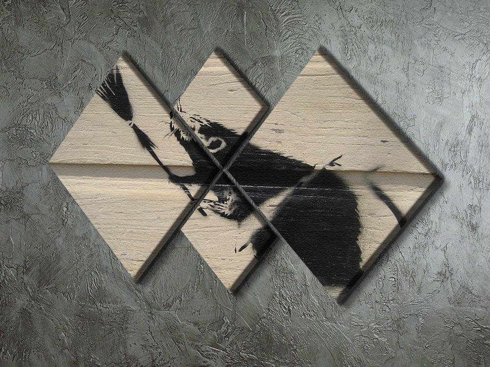 Banksy Broom Rat 4 Square Multi Panel Canvas - Canvas Art Rocks - 2