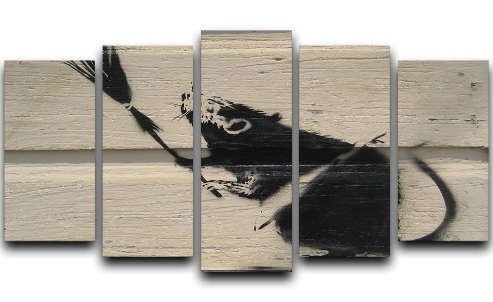Banksy Broom Rat 5 Split Panel Canvas  - Canvas Art Rocks - 1