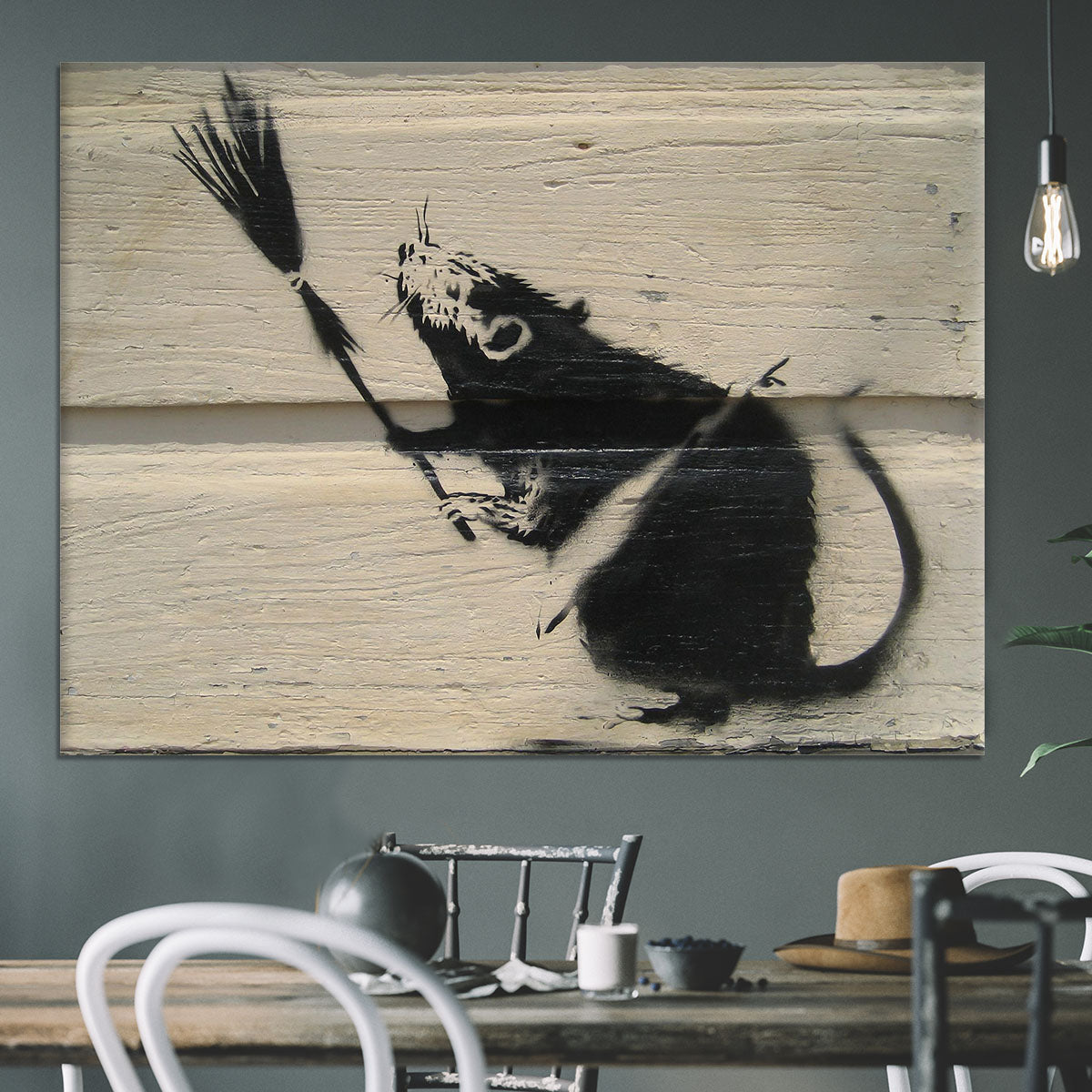 Banksy Broom Rat Canvas Print or Poster - Canvas Art Rocks - 3
