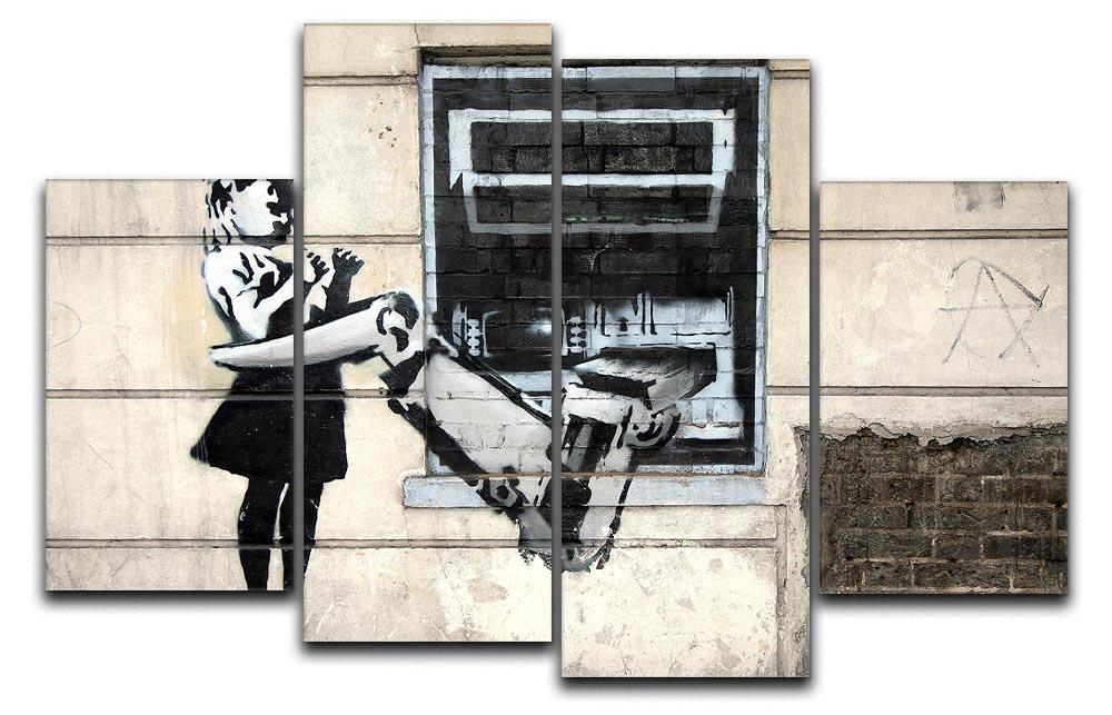 Banksy Cash Machine Girl 4 Split Panel Canvas  - Canvas Art Rocks - 1