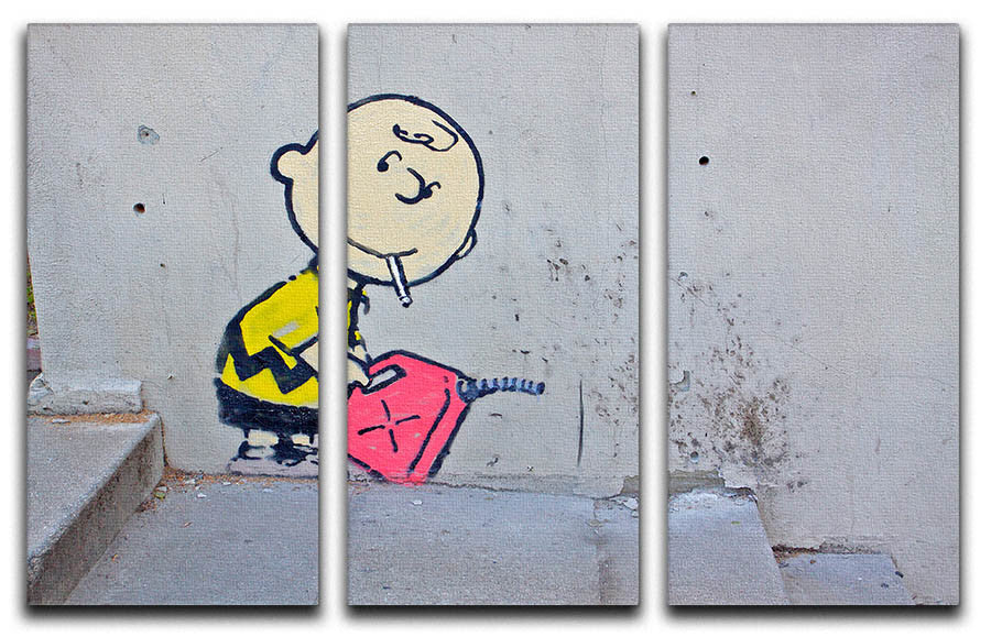 Banksy Charlie Brown - Naughty Boy 3 Split Panel Canvas Print - Canvas Art Rocks