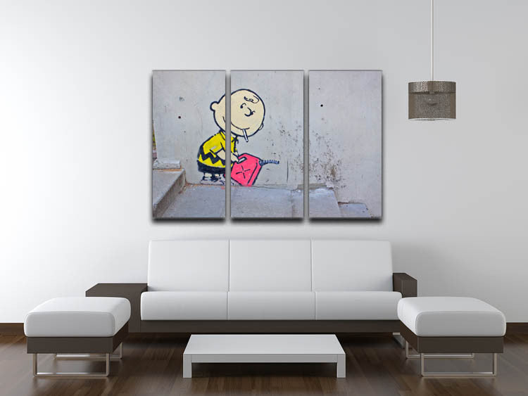 Banksy Charlie Brown - Naughty Boy 3 Split Panel Canvas Print - Canvas Art Rocks