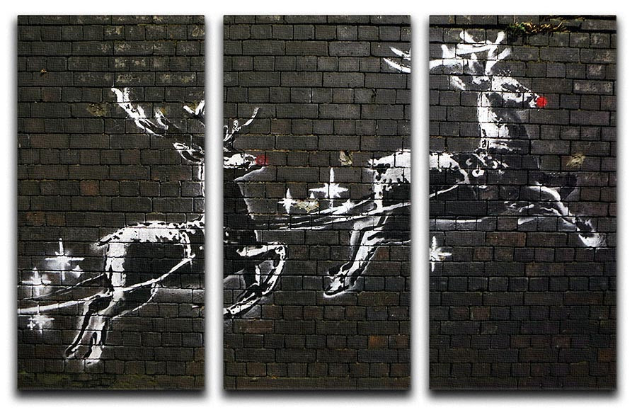 Banksy Christmas 3 Split Panel Canvas Print - Canvas Art Rocks - 1