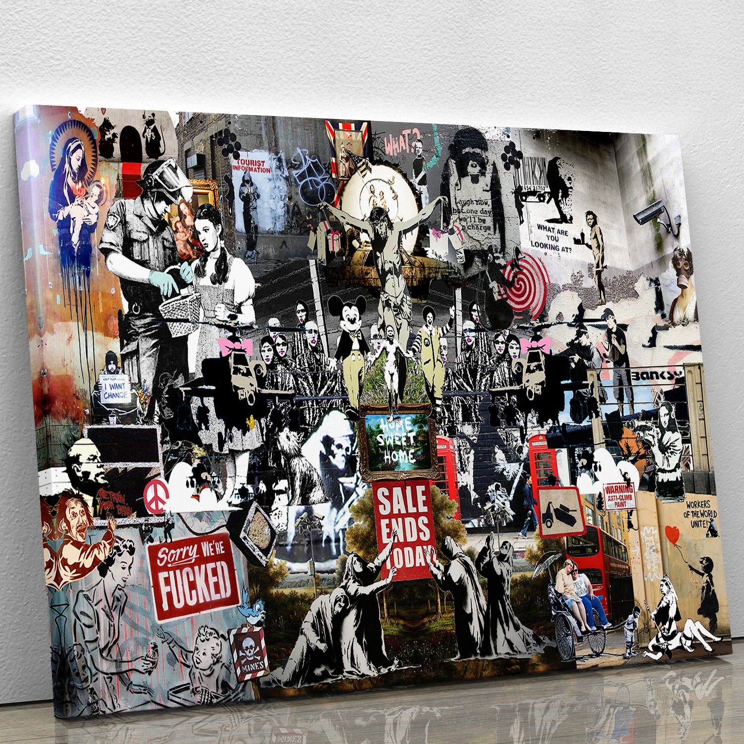 Banksy Collage Canvas Print or Poster - Canvas Art Rocks - 1
