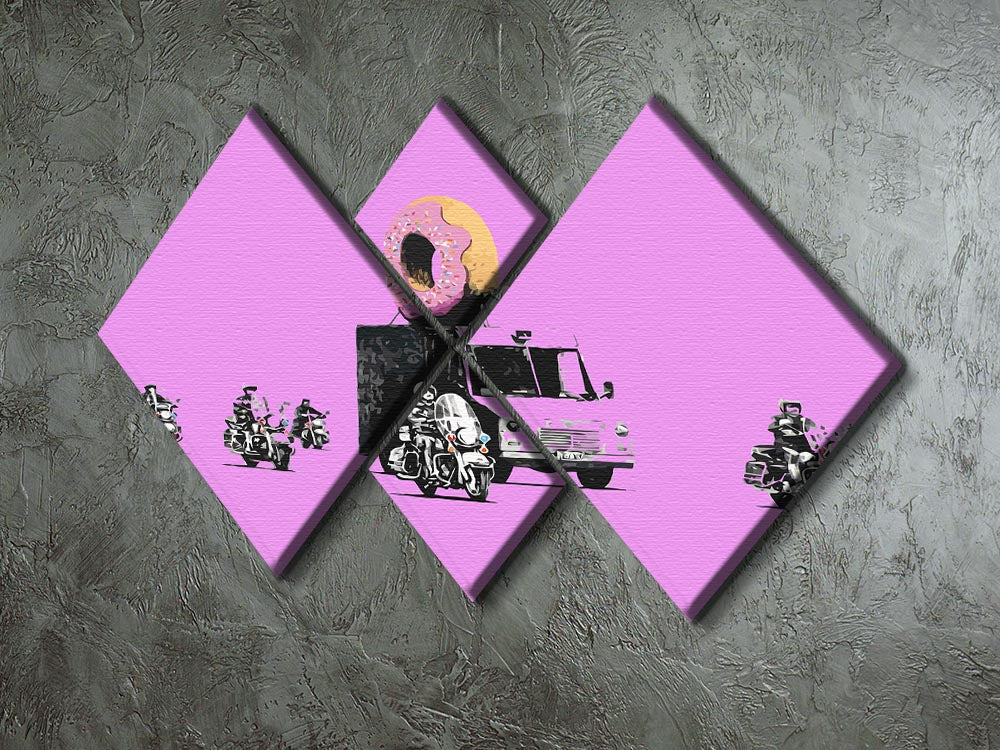 Banksy Doughnut Police Purple 4 Square Multi Panel Canvas - Canvas Art Rocks - 2