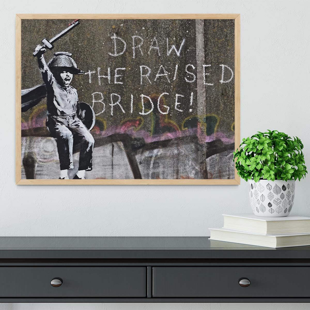 Banksy Draw The Raised Bridge Framed Print - Canvas Art Rocks - 4