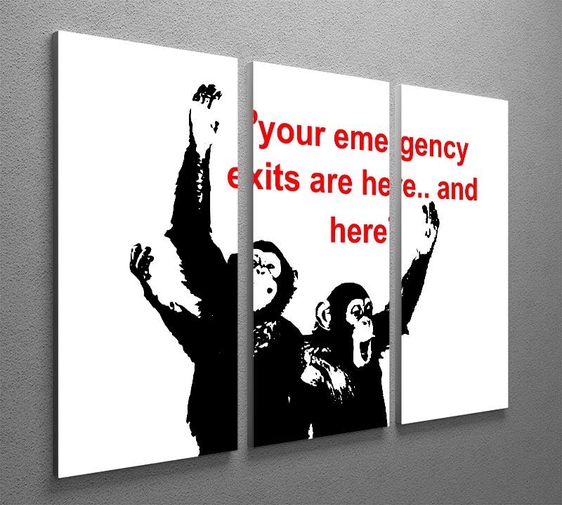 Banksy Emergency Exits 3 Split Panel Canvas Print - Canvas Art Rocks - 4
