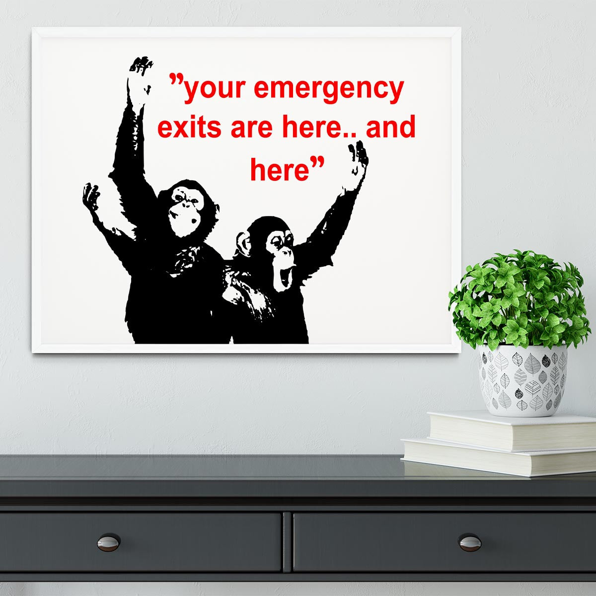 Banksy Emergency Exits Framed Print - Canvas Art Rocks -6