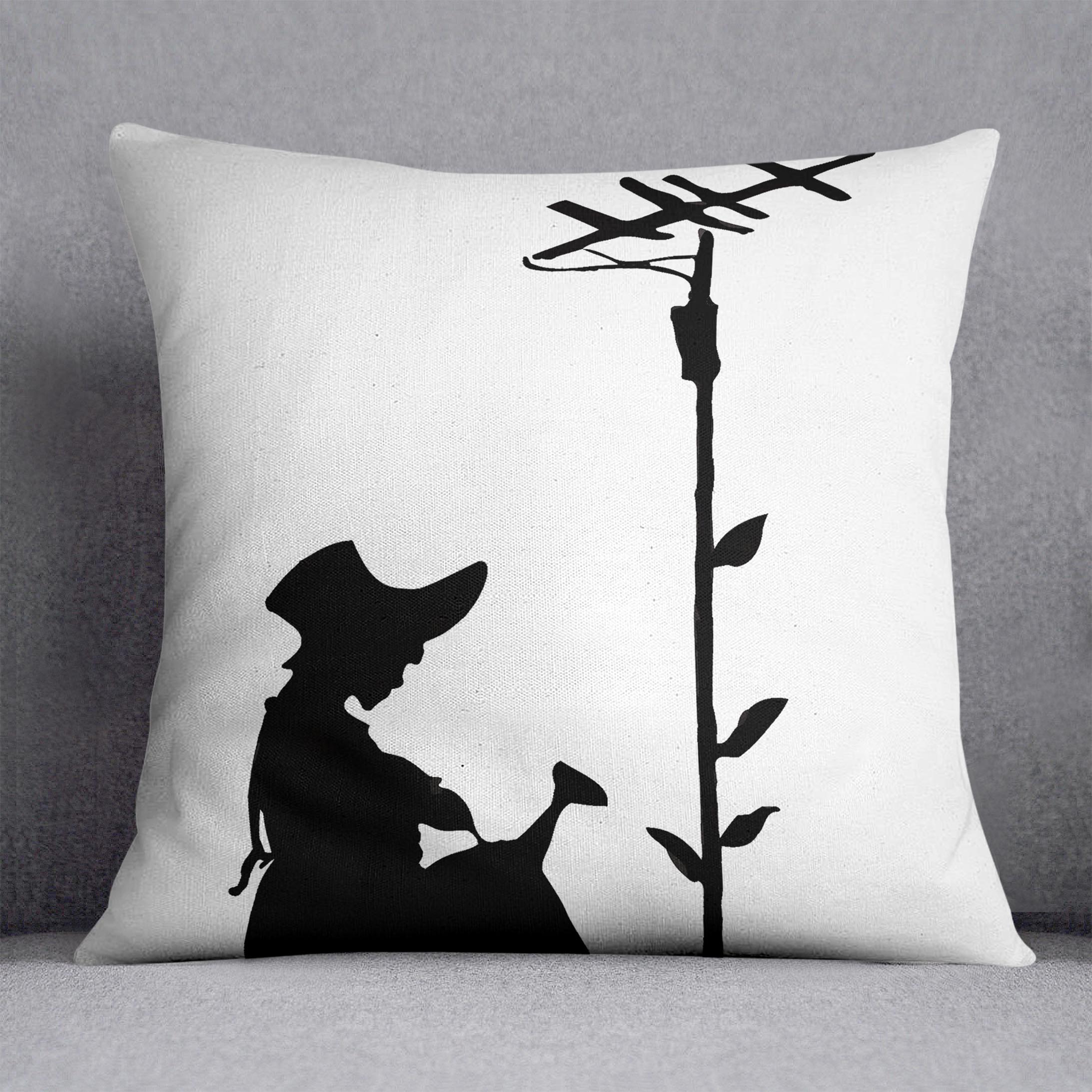 Banksy Flower Aerial Girl Cushion