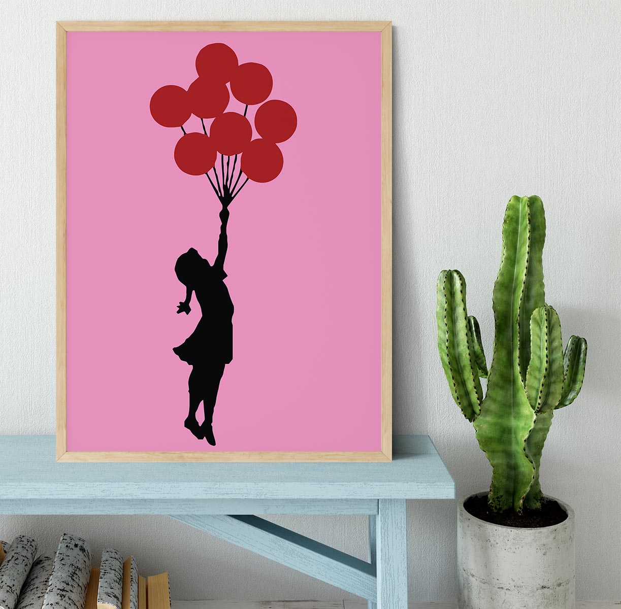 Banksy Flying Balloon Girl Pink Framed Print - Canvas Art Rocks - 4