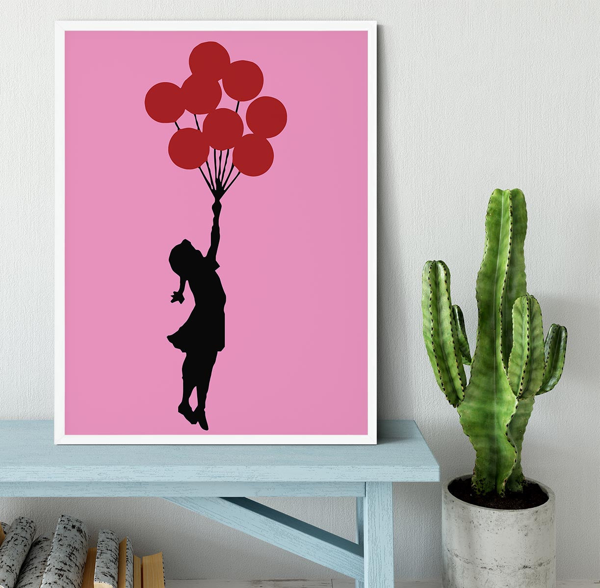 Banksy Flying Balloon Girl Pink Framed Print - Canvas Art Rocks -6