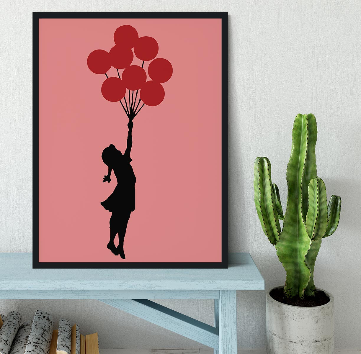Banksy Flying Balloon Girl Red Framed Print - Canvas Art Rocks - 2
