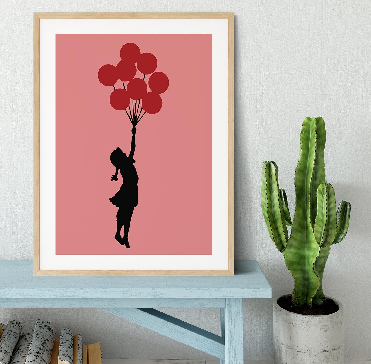 Banksy Flying Balloon Girl Red Framed Print - Canvas Art Rocks - 3